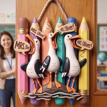 Load image into Gallery viewer, Cute Beachy Seagull Wood Sign - Personalized Gift For Teachers 02HUQN080826 Wood Sign PopCulturePrints
