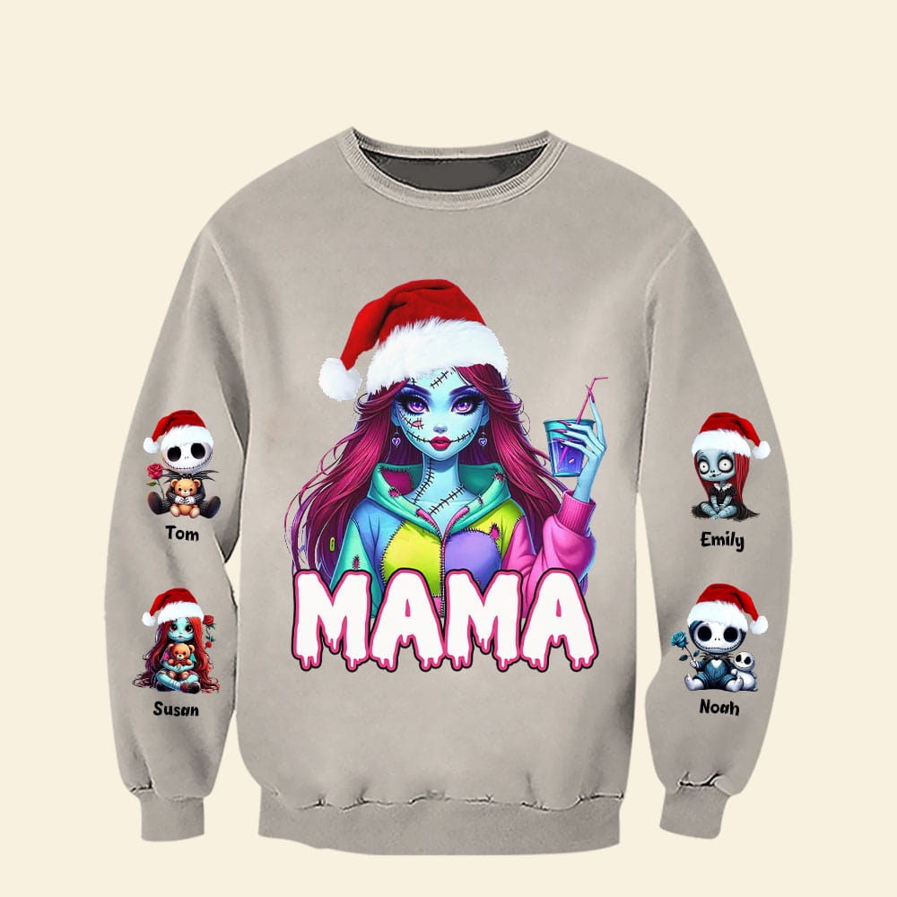 Personalized Christmas Mom Shirt with Quirky Pop Culture Design