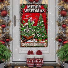 Load image into Gallery viewer, Merry Weedmas Metal Sign - Personalized Gift for Smokers Metal Signs PopCulturePrints
