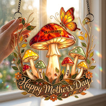 Load image into Gallery viewer, "A Touch of Whimsy for Mom - Whimsical Mushroom Mom Suncatcher - Personalized Gift for Moms" Ornament PopCulturePrints
