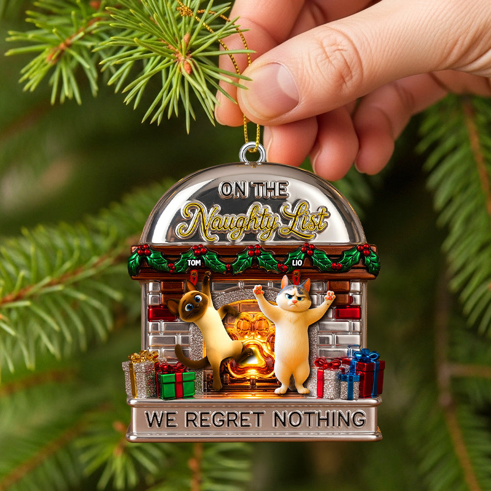 “On the Naughty List” - Customizable Cat Lovers Ornament - Perfect Gift for Pet Owners, Cat Enthusiasts & Holiday Celebrations Ornament PopCulturePrints