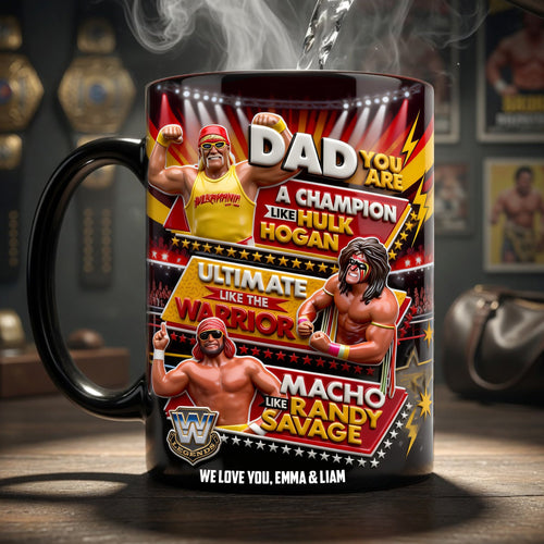 “Dad, You Are A Champion Like Hulk Hogan!” - Ultimate Dad Magic Mug - Personalized Gifts for Father's Day, Grandpa, and More Coffee Mug PopCulturePrints