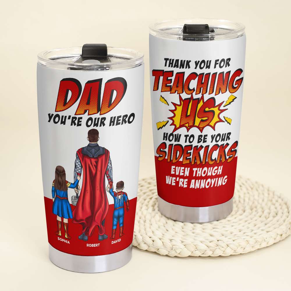 Hero Dad Personalized Tumbler - Custom Gift for Father's Day