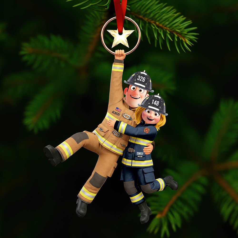 Together We Stand - Firefighter Couple Hanging Ornament - Personalized Gift for Couples Ornament PopCulturePrints