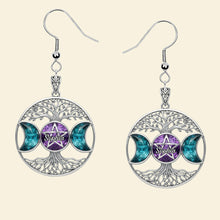 Load image into Gallery viewer, &quot;Embrace the Magic of Nature&quot; - Personalized Triple Moon Tree of Life Earrings - Unique Gift for Wicca Lovers, Spiritual Seekers, and Any Special Occasion Earrings PopCulturePrints

