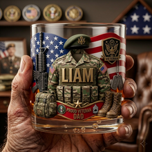 Load image into Gallery viewer, “Honor Their Sacrifice” - Custom Drinking Glass for Proud Veteran Dads Glass PopCulturePrints
