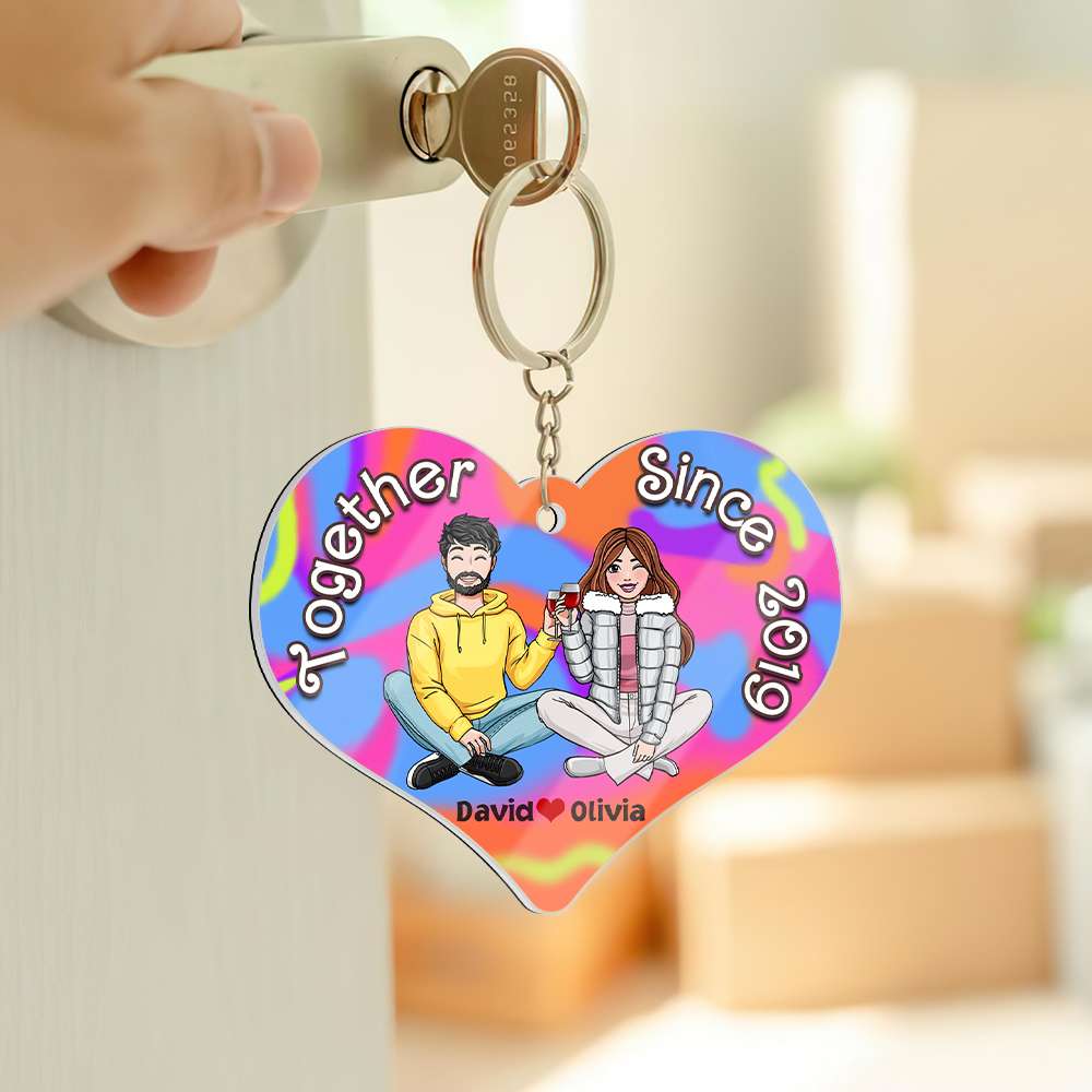 Personalized Couple Wine Keychain - Custom Romantic Gift