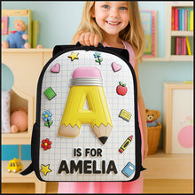 Load image into Gallery viewer, Embrace Your Initials: Personalized Pencil Initial Letter School Bag - Custom Gifts for Kids Returning to School Backpack PopCulturePrints
