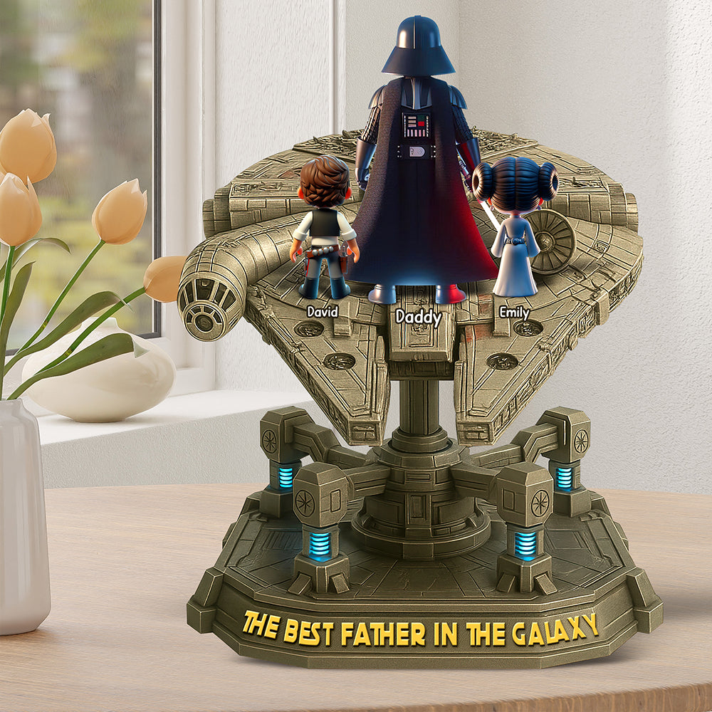 "The Best Father in the Galaxy" - Personalized Acrylic Plaque - Gift for Dad, Grandpa, and More Shaped Plaques PopCulturePrints