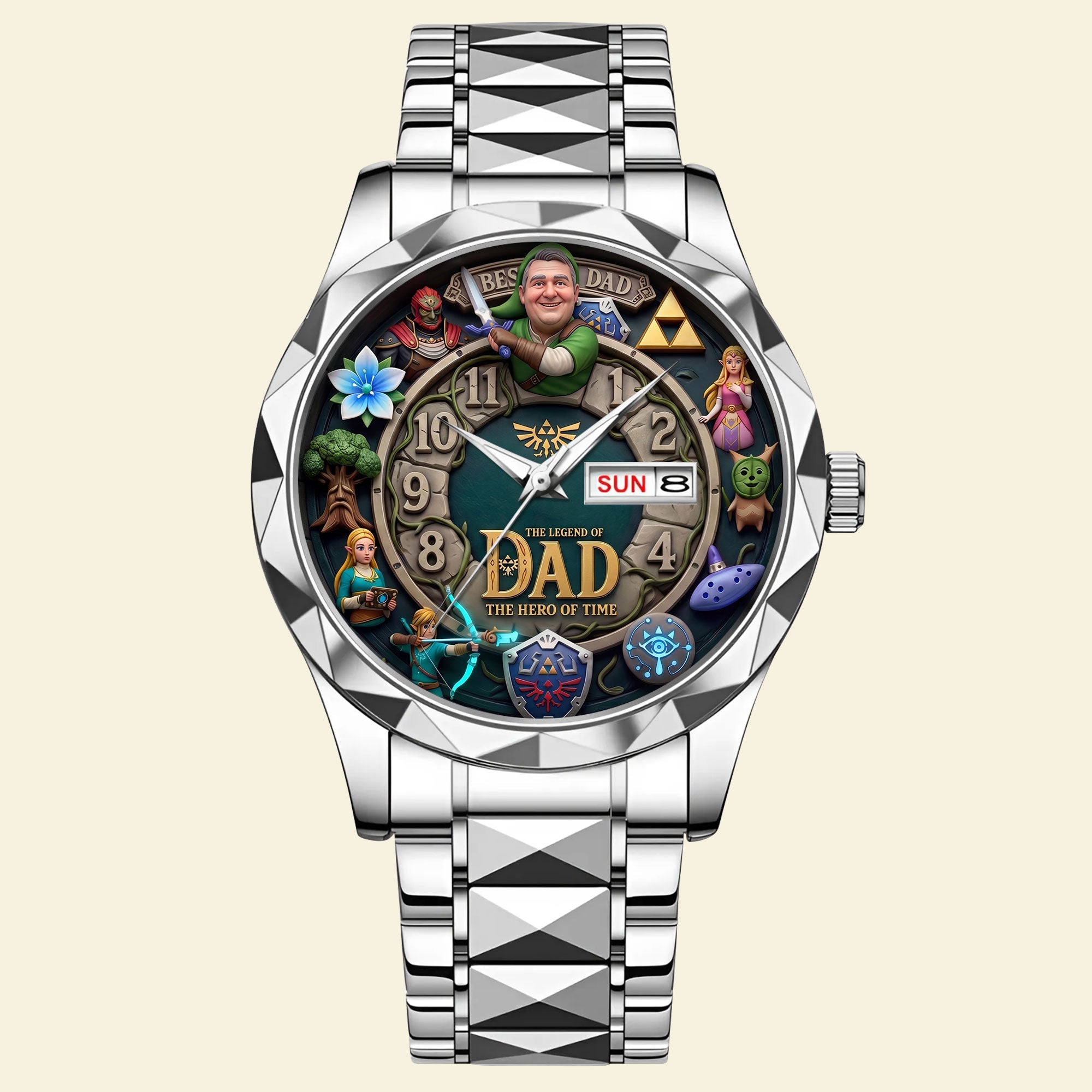 “Time Flies with Love” - Customizable Stainless Steel Watch - Perfect Gift for Dad, Grandpa, and More! Men's Watch PopCulturePrints
