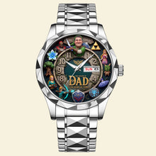 Load image into Gallery viewer, “Time Flies with Love” - Customizable Stainless Steel Watch - Perfect Gift for Dad, Grandpa, and More! Men's Watch PopCulturePrints
