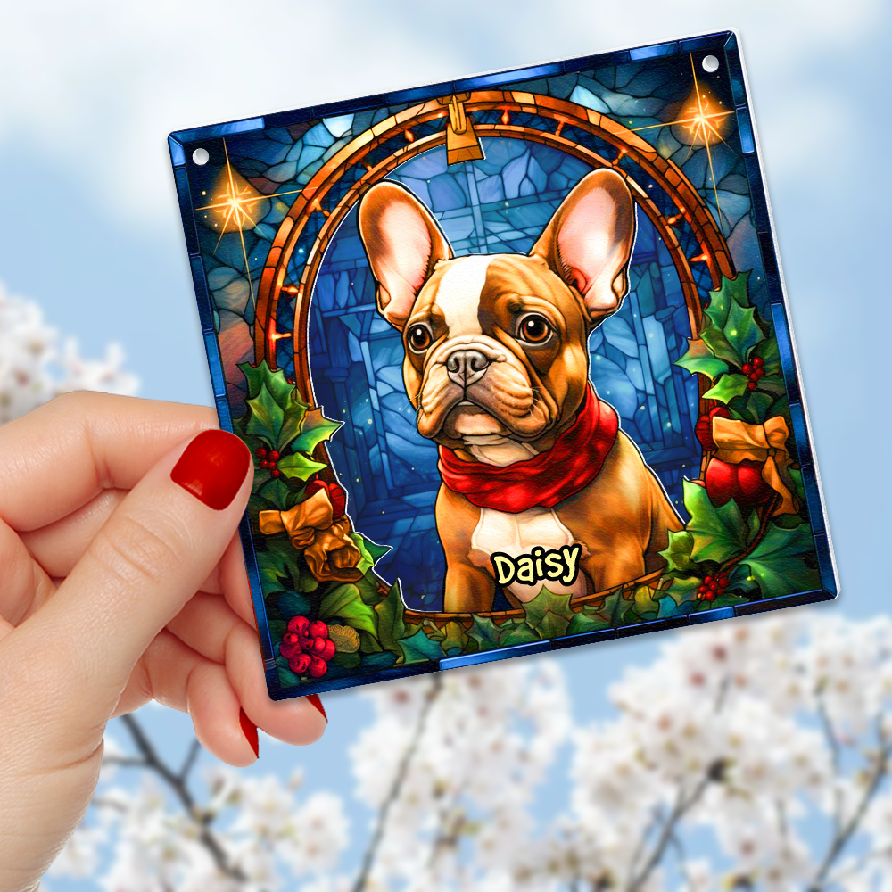 Personalized French Bulldog Christmas Suncatcher Ornament for Dog Lovers