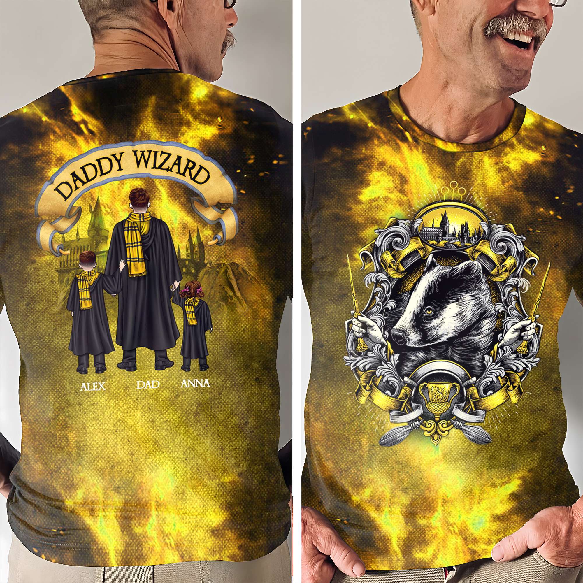 Personalized Daddy Wizard Family T-Shirt