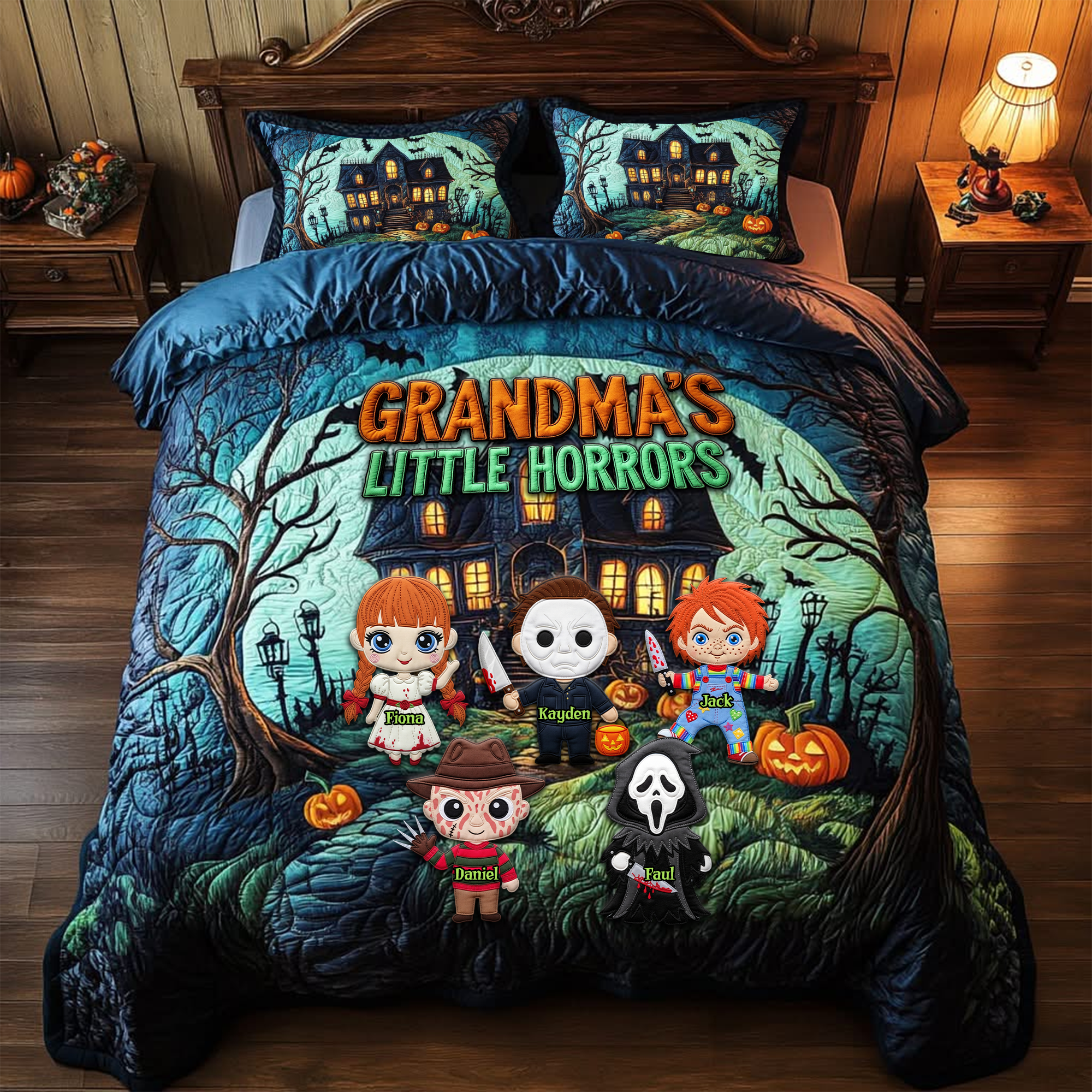 "Embrace the Spooky Spirit" - Little Horror Quilt Bed Set - Custom Personalized Gifts for Grandma & Mom Bedding Set PopCulturePrints