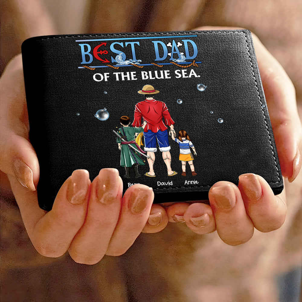 Best Dad of the Blue Sea Personalized PU Leather Wallet Leather Wallet PopCulturePrints
