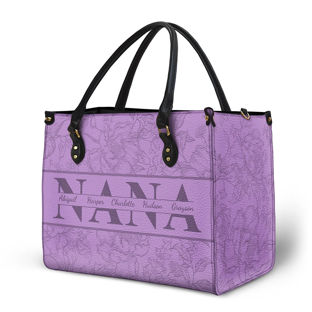 “Celebrate Her Love” - Personalized Leather Bag - Gift for Mom and Grandma Leather Bag PopCulturePrints