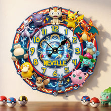 Load image into Gallery viewer, “Time Flies with Pokémon!” - Adventure Hanging Wall Clock, Personalized Gift for Fans of All Ages Hanging Wall Clock PopCulturePrints
