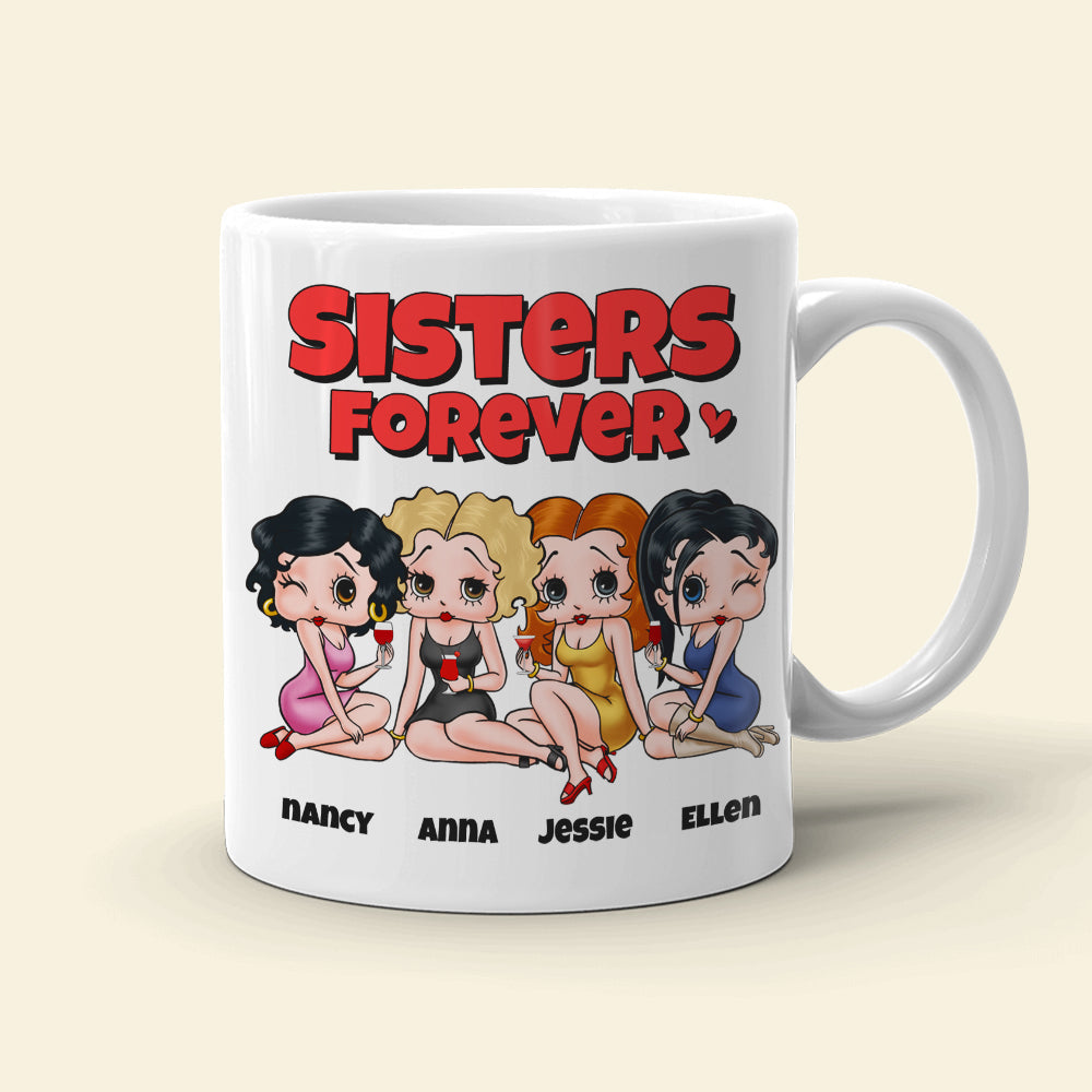 Sisters Forever Personalized Besties Coffee Mug Coffee Mug PopCulturePrints