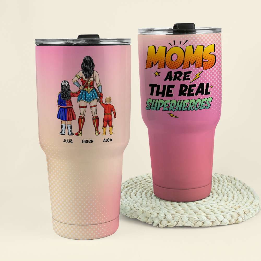 Personalized Superhero Mom Tumbler - Gift for Family Tumbler Cup PopCulturePrints