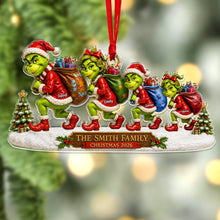 Load image into Gallery viewer, Sneaking Santa Christmas Monster Family Ornament - Personalized Gifts for Your Loved Ones
