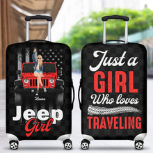 Load image into Gallery viewer, Personalized Luggage Cover - Jeep Girl Who Loves Traveling
