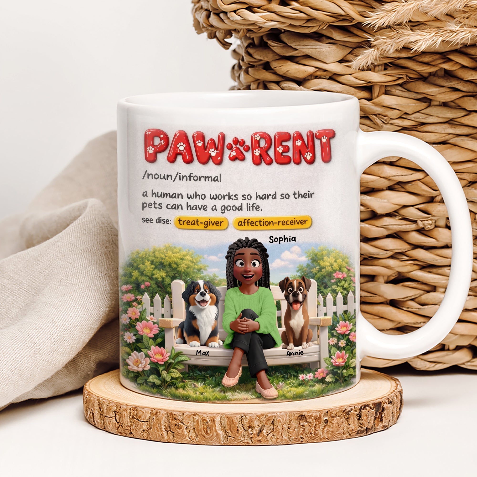 Paw-sitive Vibes for Pet Lovers - Personalized Dog & Cat Mom Coffee Mug - Unique Gift for Moms and Grandmas Coffee Mug PopCulturePrints