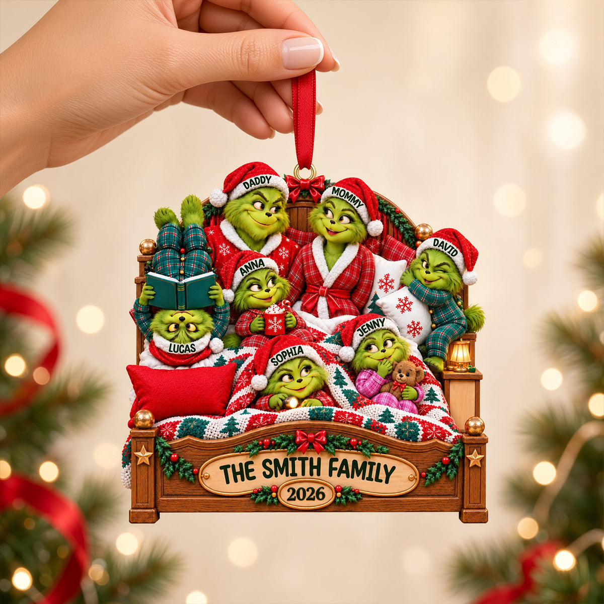“Celebrate Family Moments” - Personalized Acrylic Ornament - Unique Christmas Gift for Families