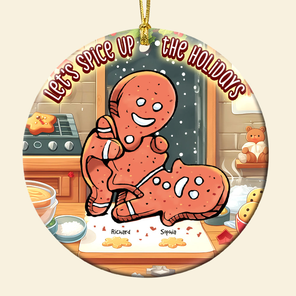 Playful Gingerbread Couple Personalized Ornament - Unique Holiday Decor - Valentine's Day Gifts Ornament PopCulturePrints