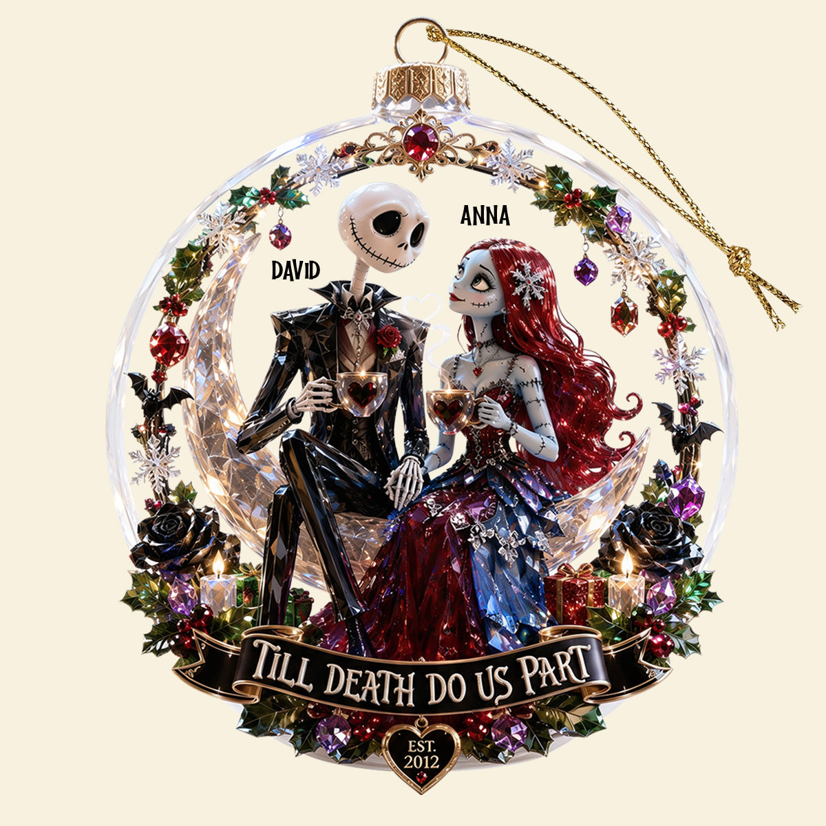 Gothic Love Christmas Ornament - Personalized Gifts for Couples