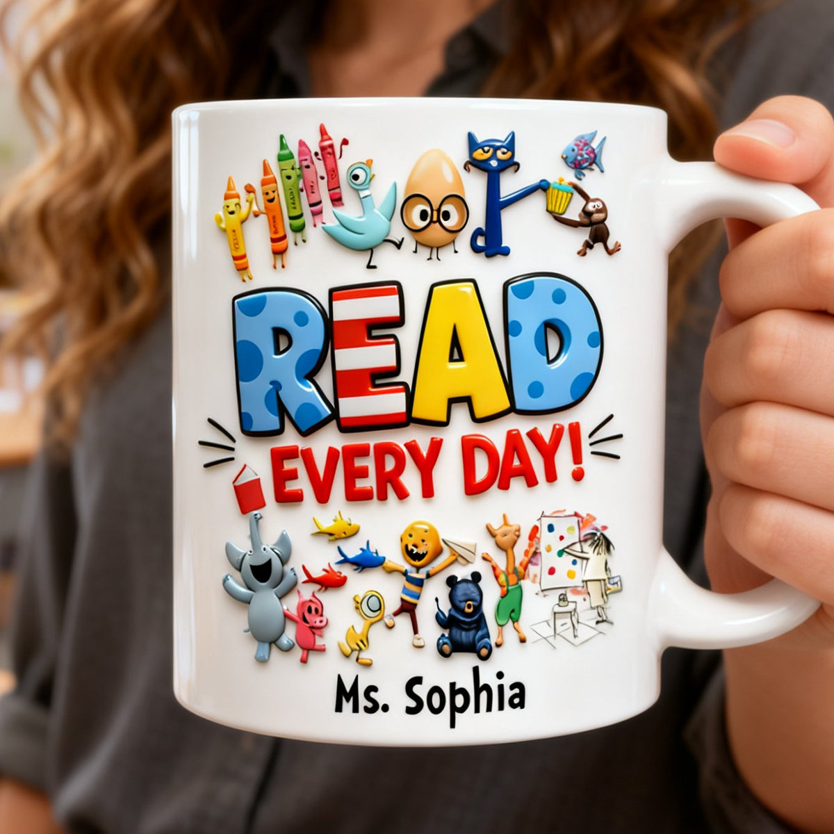 Read Every Day! - Personalized Reading Motivation Coffee Mug for Teachers Coffee Mug PopCulturePrints
