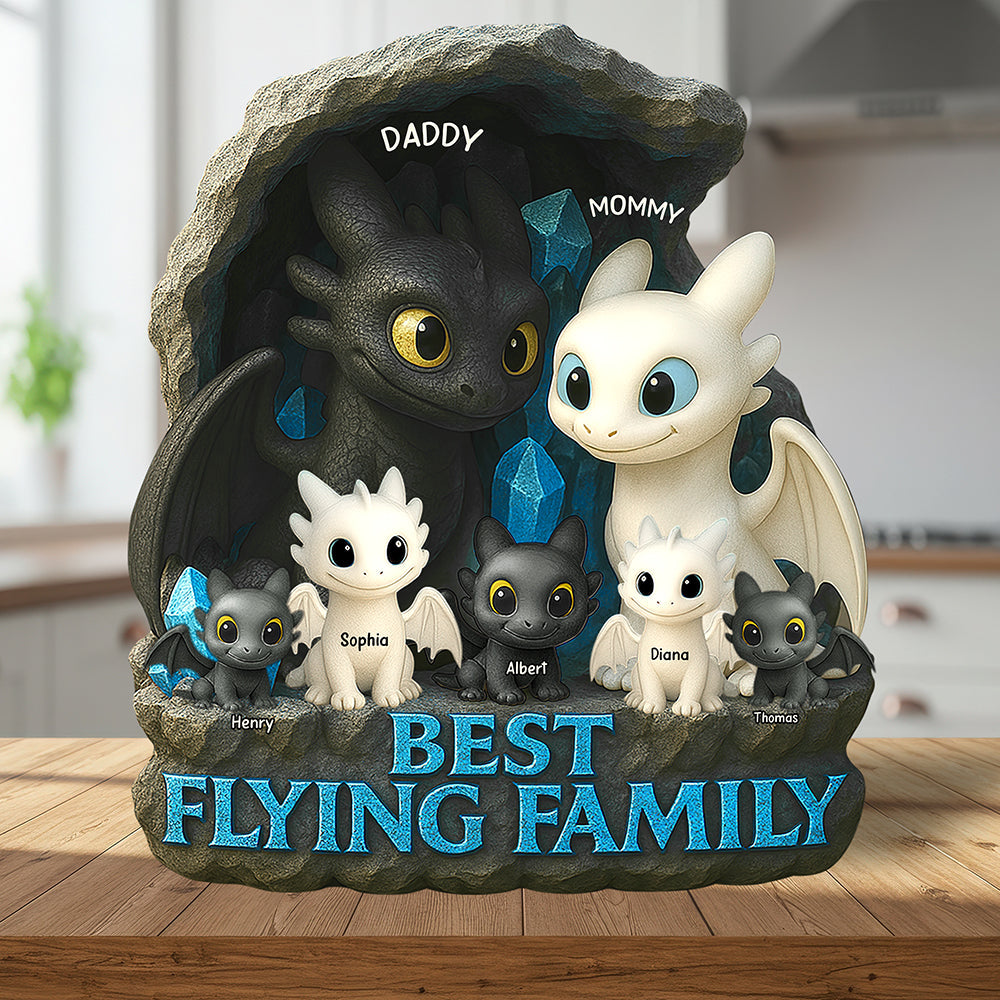 Best Flying Family Acrylic Plaque - Personalized Gift for Your Loved Ones Shaped Plaques PopCulturePrints