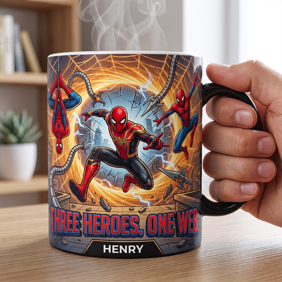 Three Heroes, One Web - Personalized Color Changing Coffee Mug