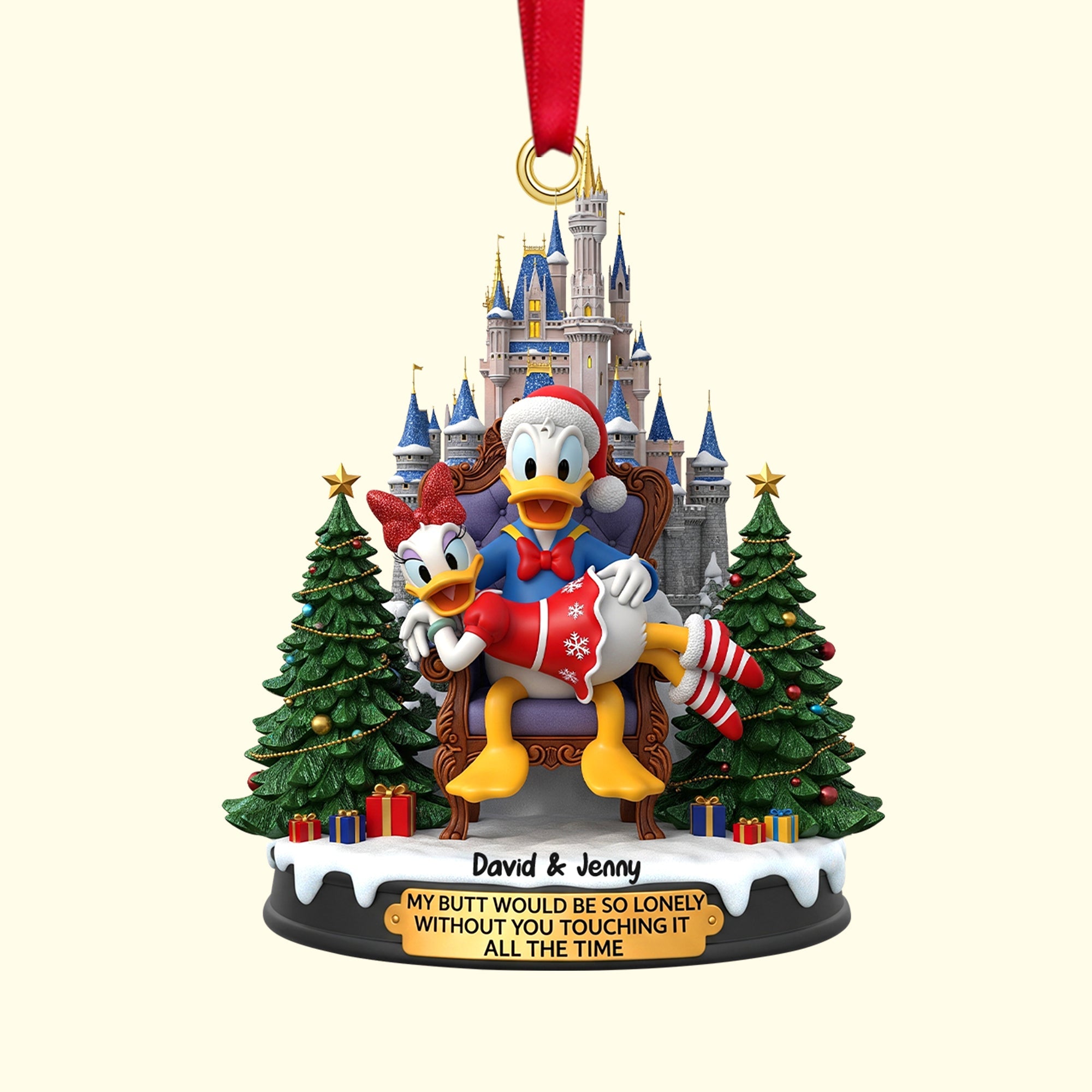 "My Butt Would Be So Lonely Without You!" - Personalized Christmas Ornament for Couples Ornament PopCulturePrints