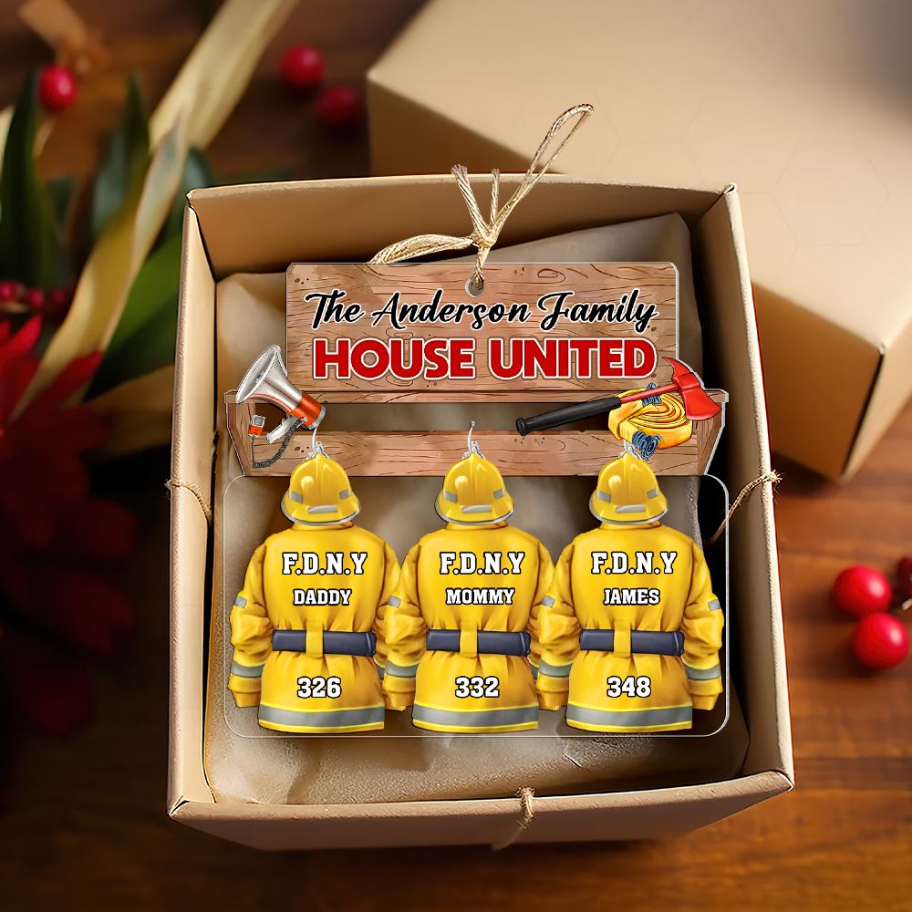 Customizable Firefighter Family Christmas Ornament Ornament PopCulturePrints
