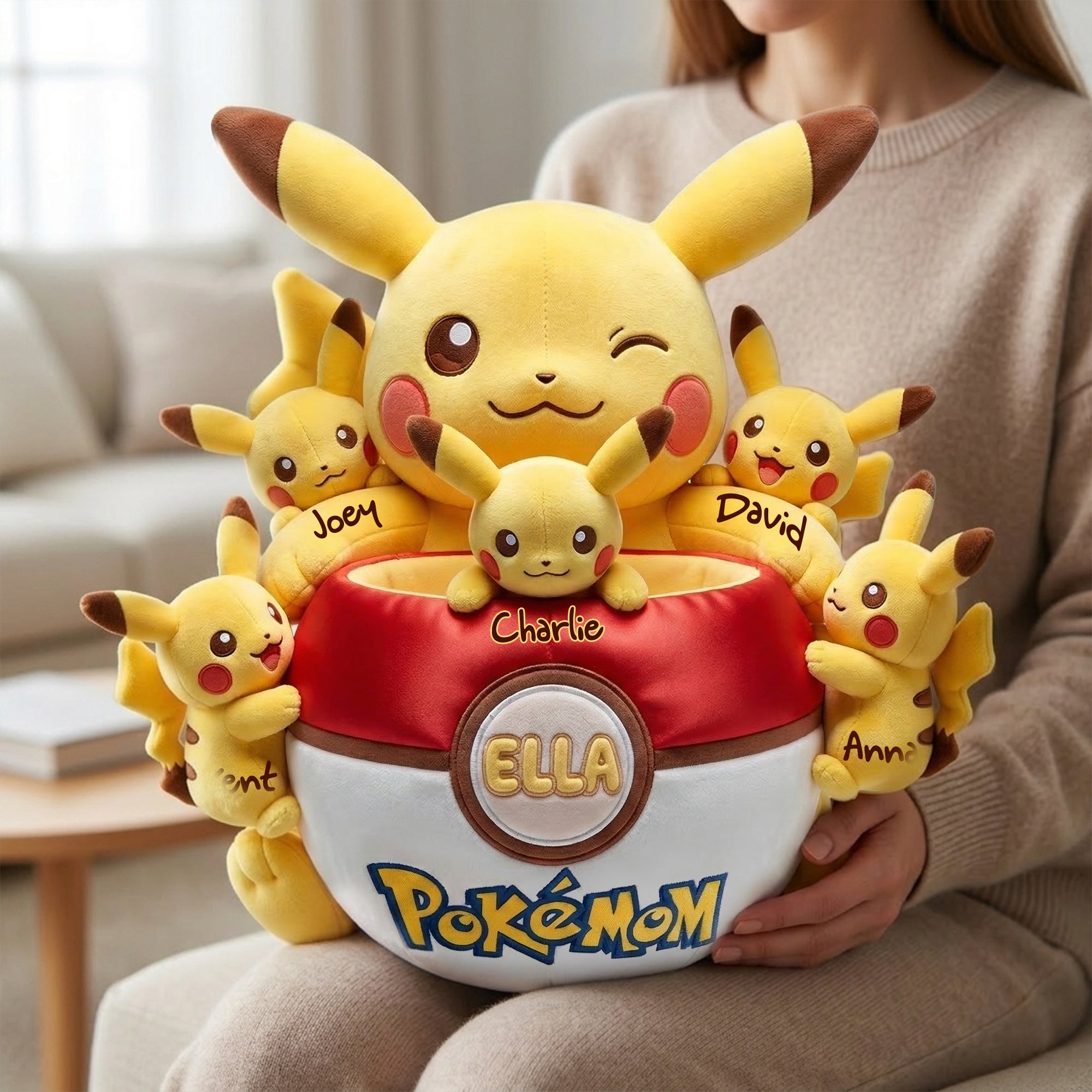 "Catch the Moment with Pikachu!" - Lovely Mother Custom Shape Pillow - Personalized Gifts For Moms, Grandmas, and Kids Pillow PopCulturePrints