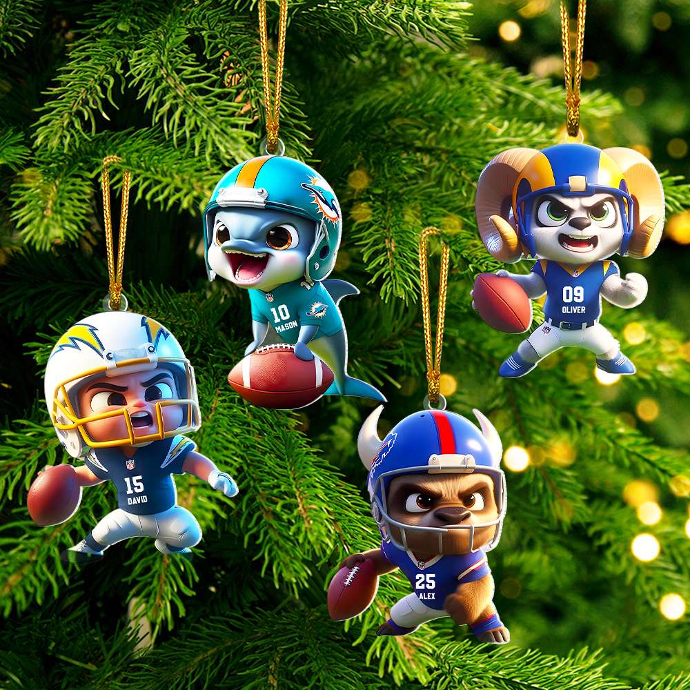 Customizable Football Lover Christmas Ornaments Set