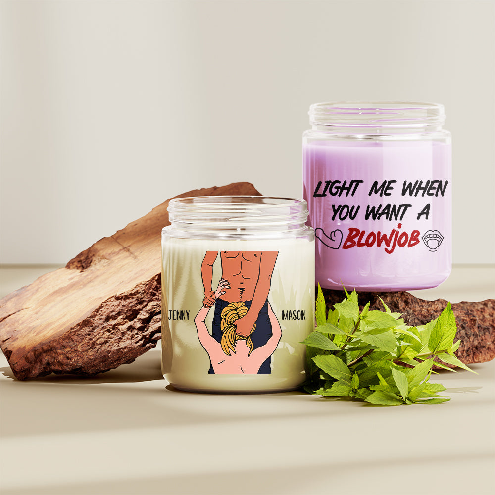 Personalized Candle for Couples - Light Me When You Want a Blowjob Scented Candle PopCulturePrints