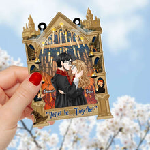 Load image into Gallery viewer, Customizable Wizard Couple Suncatcher Ornament - Enchanting Love
