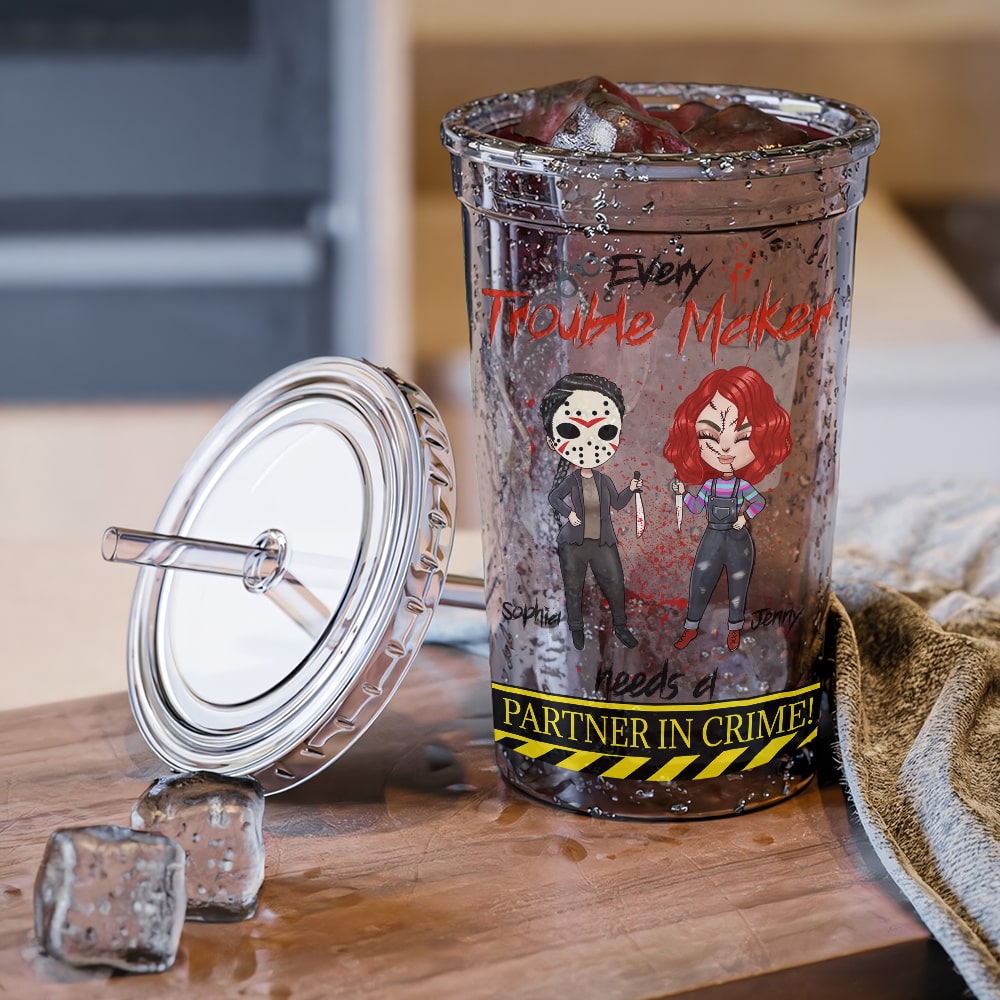 Personalized 'Partner in Crime' Acrylic Tumbler - Fun Gift for Friends Tumbler Cup PopCulturePrints