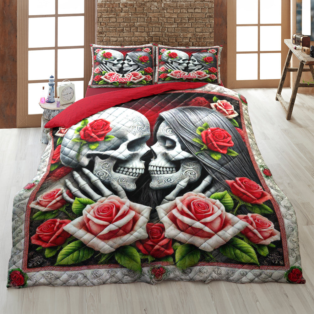 Personalized Skull Couple Quilt Bedding Set Blanket PopCulturePrints