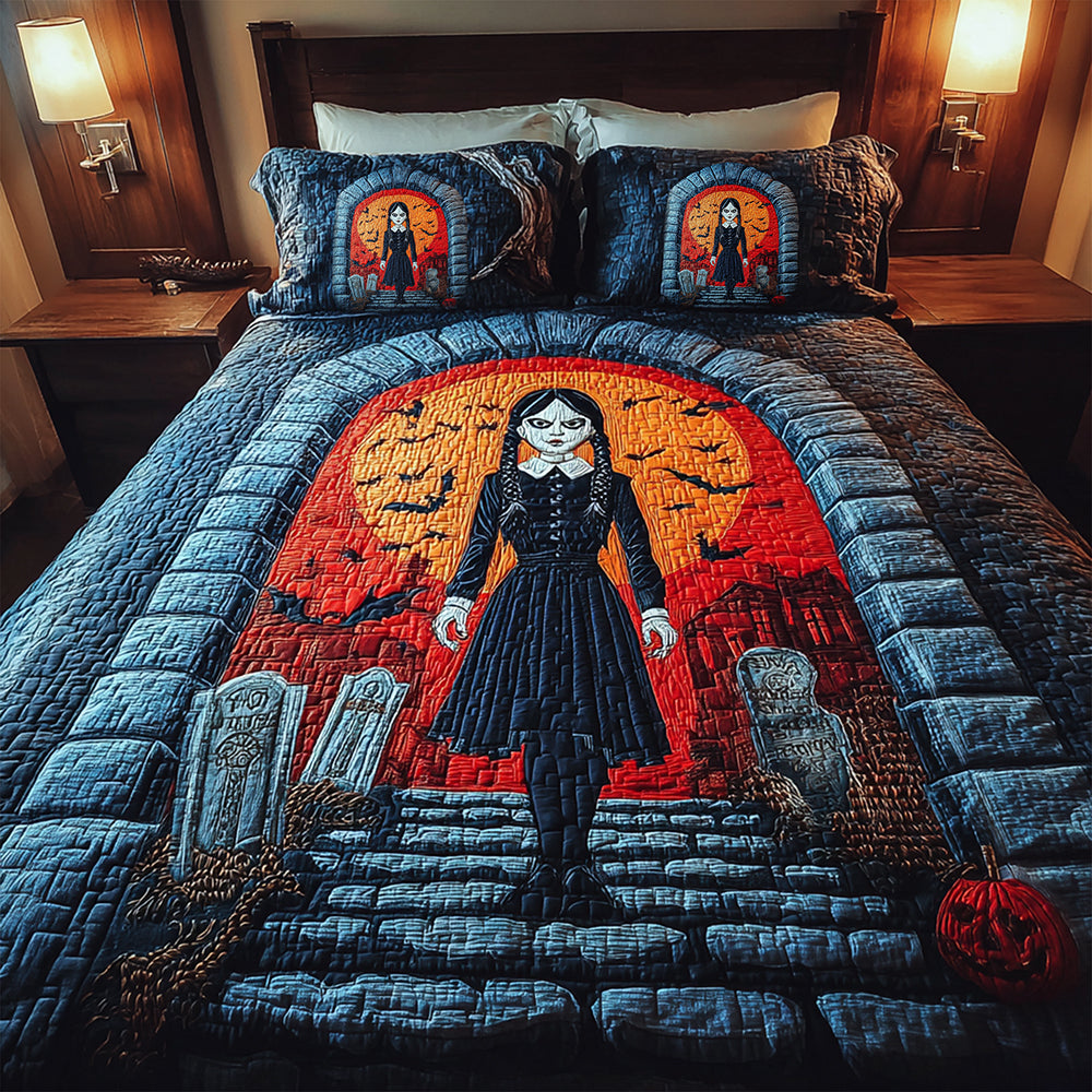 Embrace the Dark: Creepy Gothic Quilt Bedding Set - Personalized Halloween Gift for Horror Movie Fans Bedding Set PopCulturePrints