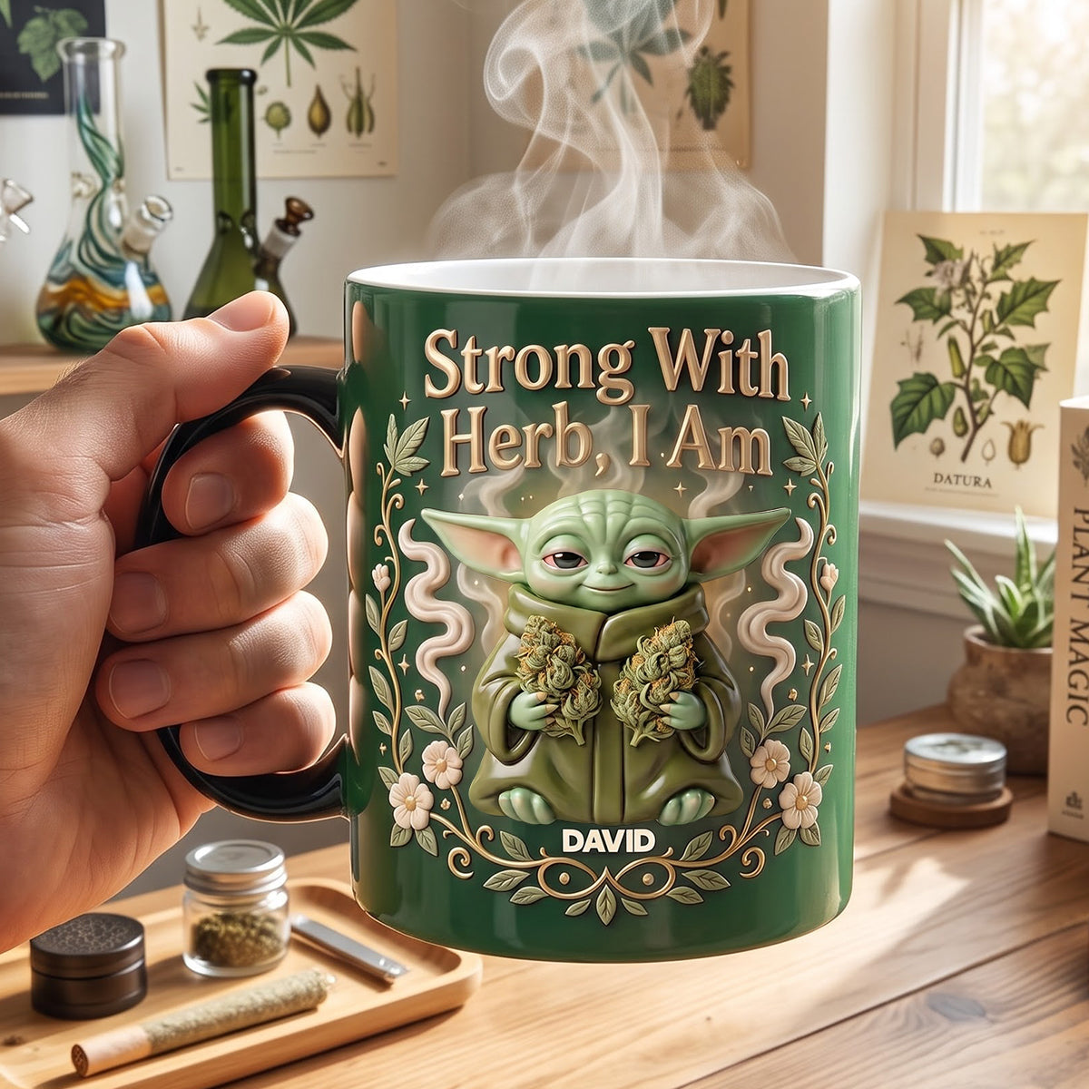 Strong With Herb, I Am - Personalized Chilling Magic Coffee Mug for Stoners