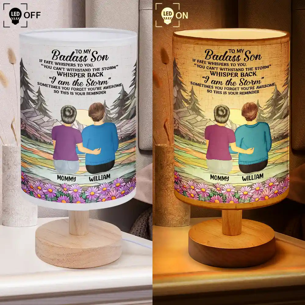 To My Badass Daughter Whisper Back 'I Am The Storm' - Personalized Fabric Lamp | Gift for Mom, Grandma, or Daughter Fabric Lamp PopCulturePrints