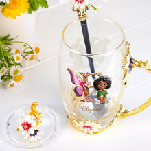 Load image into Gallery viewer, &quot;A Touch of Elegance, Personalized Delight&quot; - Butterfly Monogram With 3D Effect Glass Flower Tea Cup - Perfect Gift for Mom, Grandma, and Loved Ones Glass Flower Tea Cup PopCulturePrints
