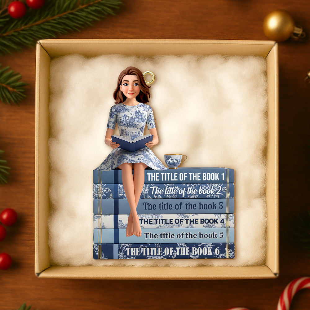 "Escape into the World of Books" - Personalized Christmas Ornament - Gift for Book Lovers Ornament PopCulturePrints