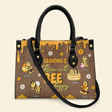 Load image into Gallery viewer, Personalized Grandma&#39;s Reasons to Bee Happy Leather Handbag
