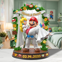 Load image into Gallery viewer, Celebrate Love: Mario &amp; Peach Wedding Couple - Personalized Acrylic Plaque Shaped Plaques PopCulturePrints
