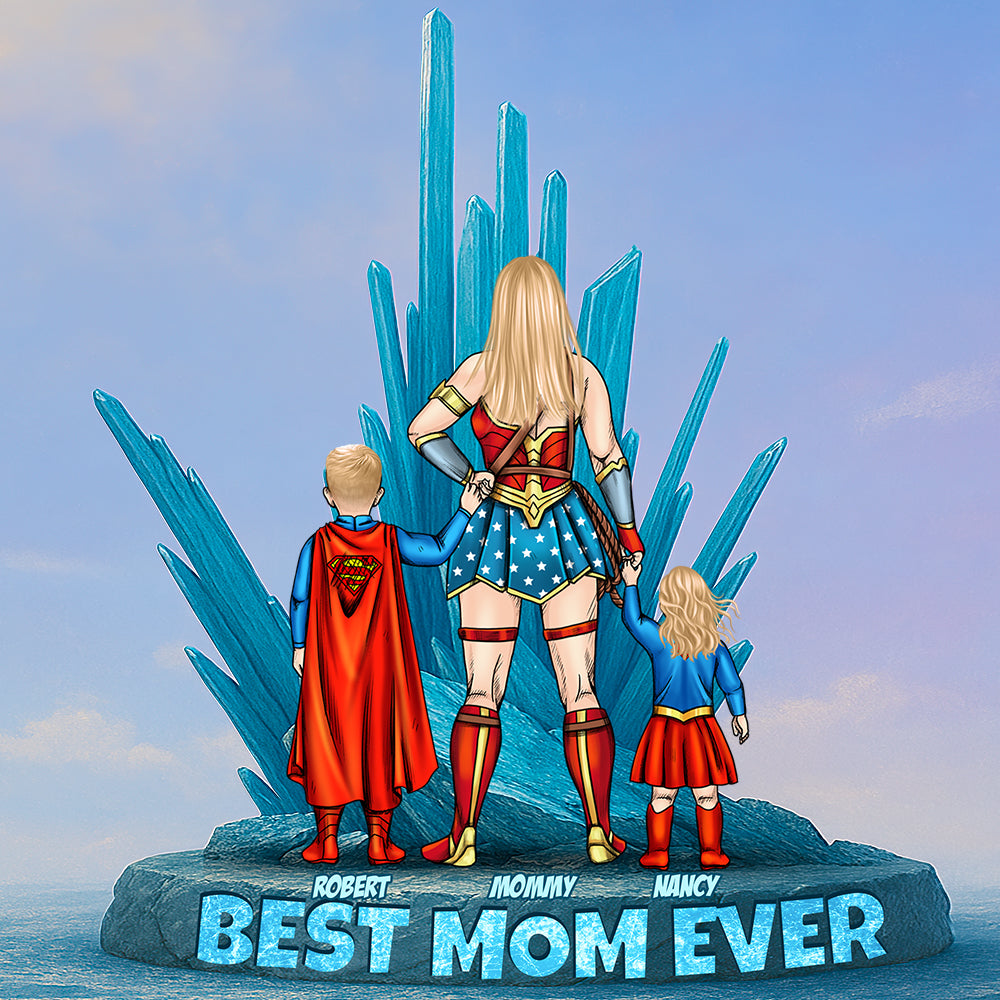 Best Mom Ever - Personalized Acrylic Plaque for Power Moms Shaped Plaques PopCulturePrints