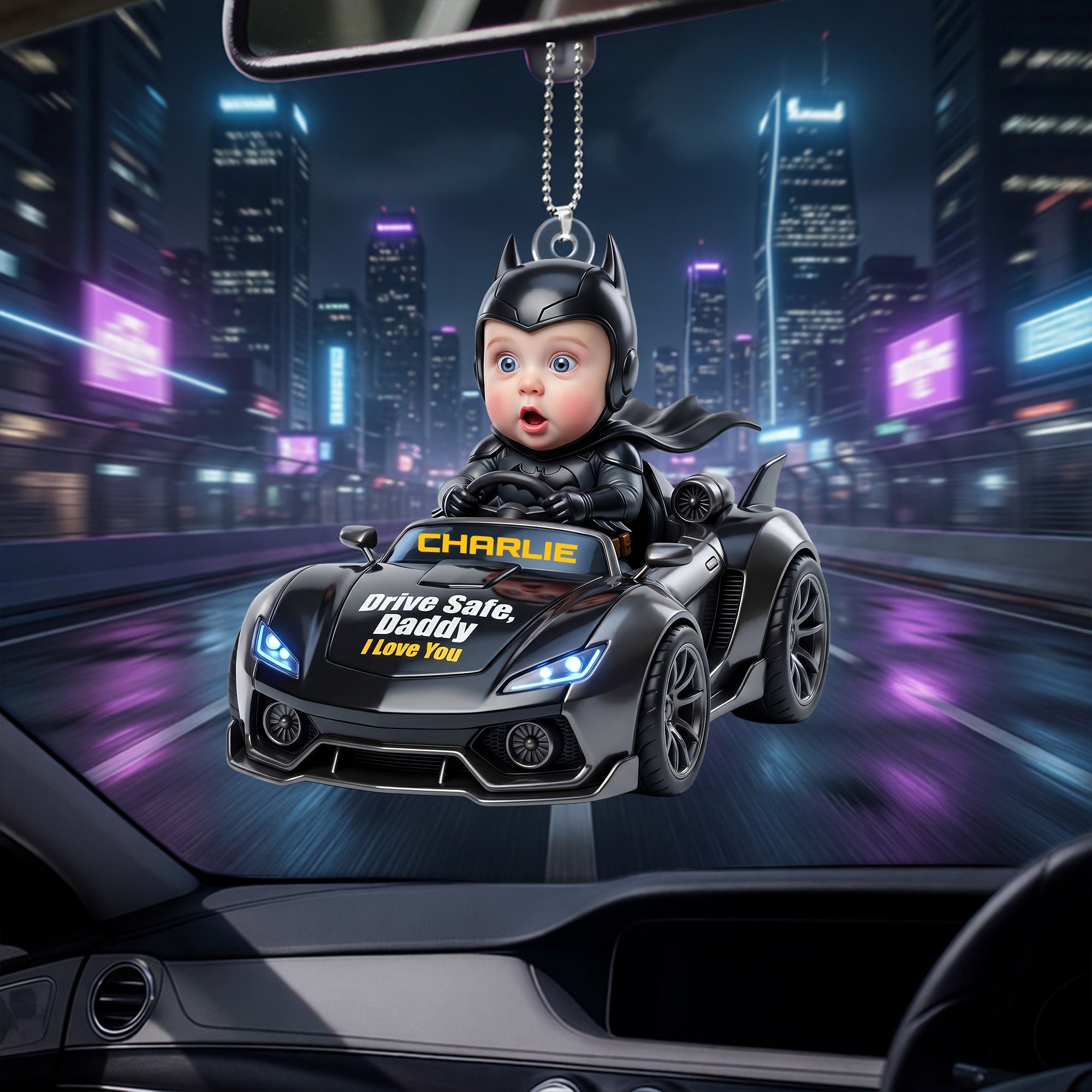 “Drive Safe, Daddy! I Love You” - Custom Car Ornament - Gift for Dads and Grandpas Ornament PopCulturePrints