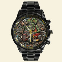 Load image into Gallery viewer, Rev Up Time! Classic Racing Stainless Steel Men's Watch - Personalized Gift for Hot Rod Lovers Men's Watch PopCulturePrints
